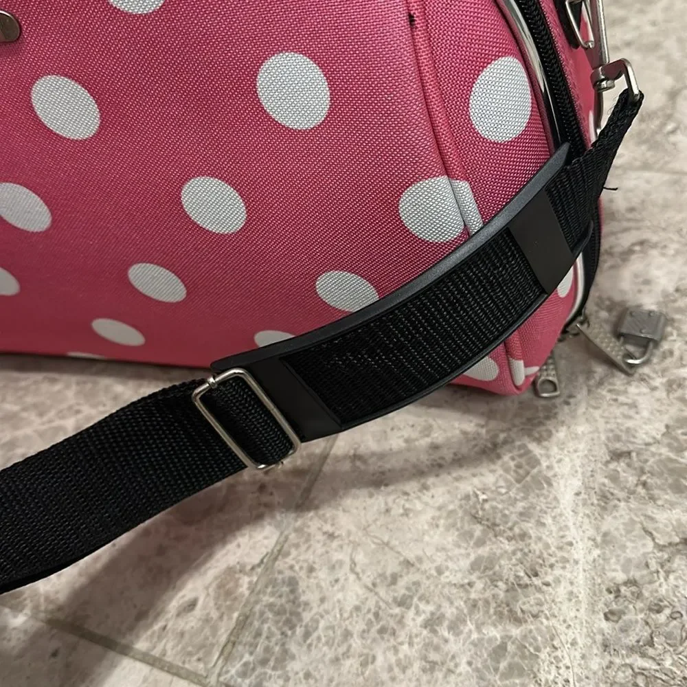Rockland Luca Vergani Cosmetic Case NEW Pink Polka Dots Large Size
